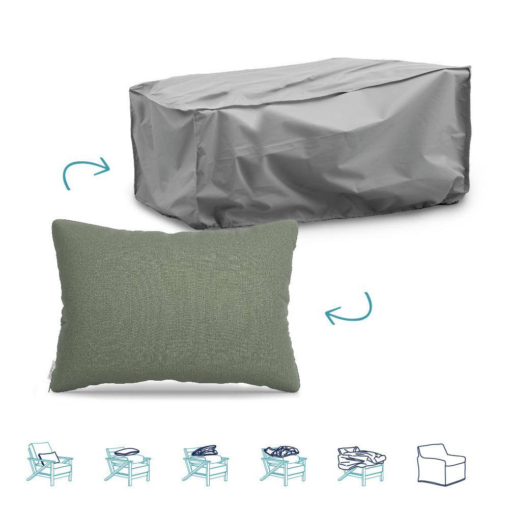 Pillow-To-Cover 16 in. x 24 in. Cast Sage Pillow Chaise Lounge Cover