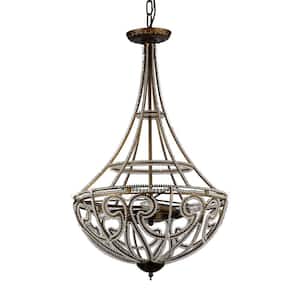 Hercules Scale 4-Light Antique Bronze Chandelier with Shade