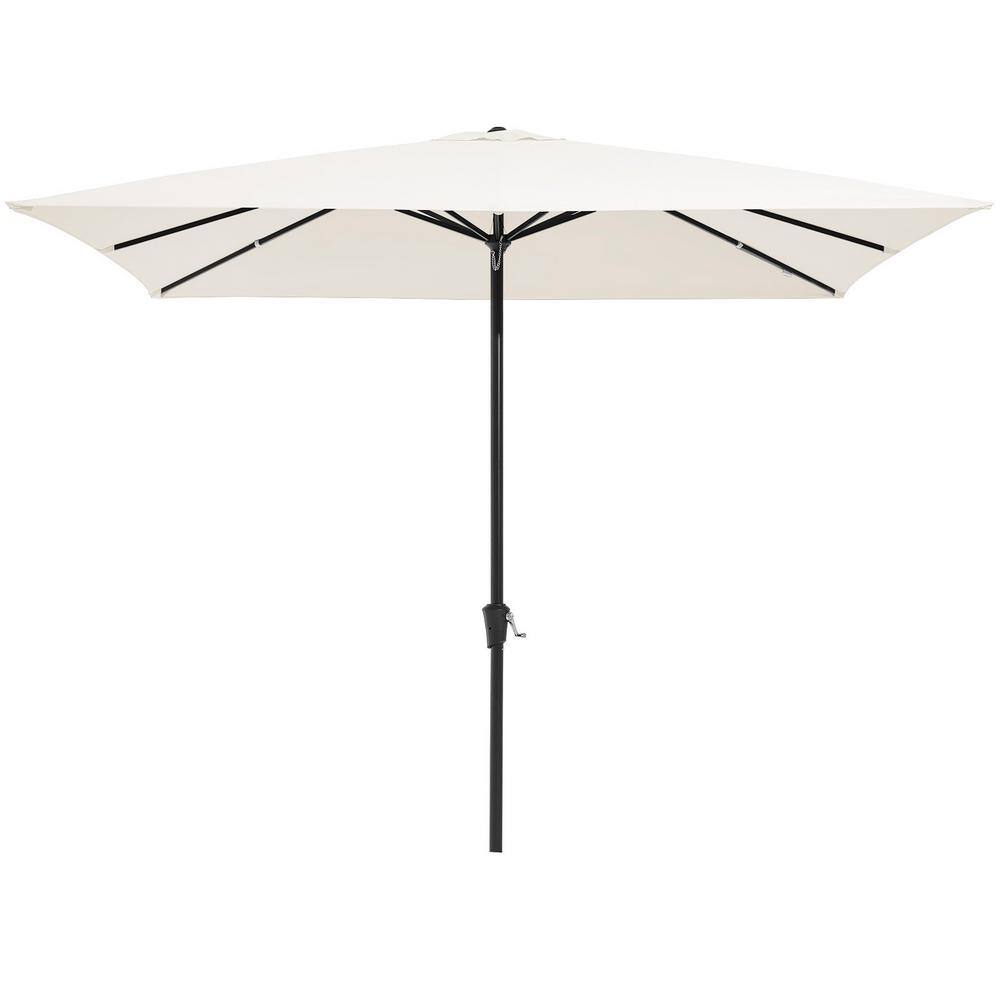 8 ft x 10 ft. Rectangular Steel Market Crank and Tilt Outdoor Patio Umbrella in Peacock Blue