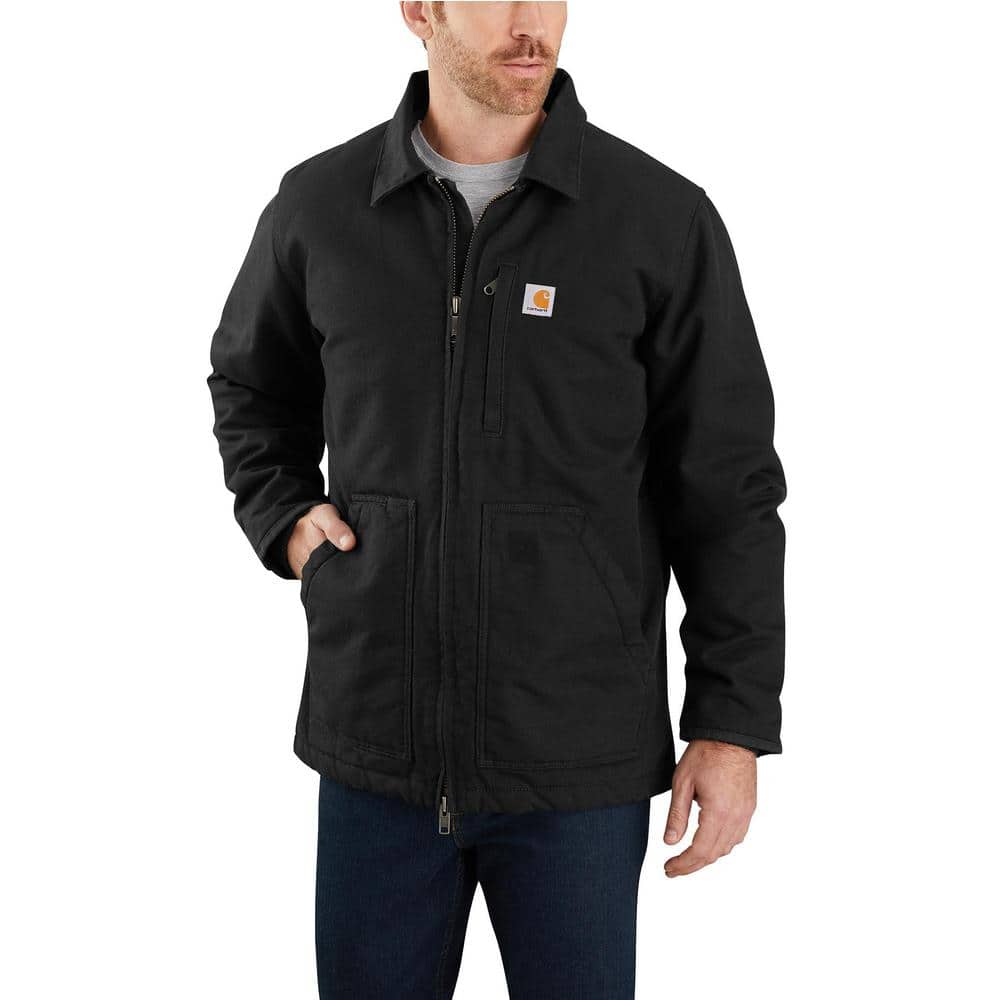 Carhartt Men's 3 X-Large Tall Black Cotton Loose Fit Washed Duck Sherpa-Lined  Coat 104293-BLK - The Home Depot