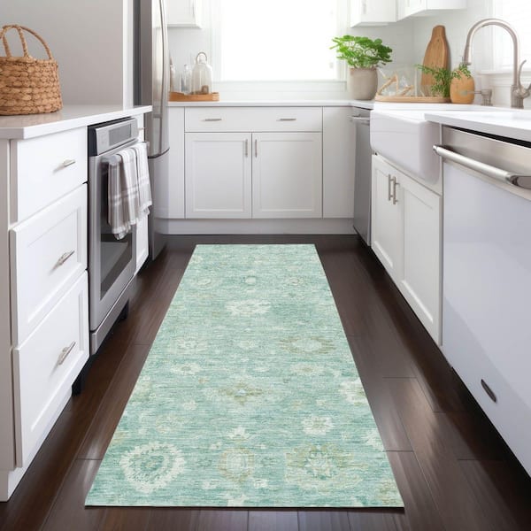 Chantille Machine Washable Indoor/Outdoor Abstract ACN1770 Teal 2 ft. 3 in. x 7 ft. 6 in. Runner Rug