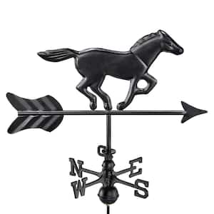Modern Farmhouse-Inspired Horse Cottage/Shed Size Weathervane 801KR with Roof Mount Black Finish