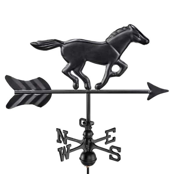 Good Directions Modern Farmhouse-Inspired Horse Cottage/Shed Size Weathervane 801KR with Roof Mount Black Finish