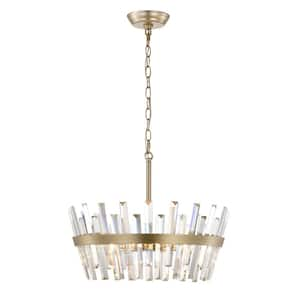 Doris 18.5" in diameter Brushed Silver-ish Champagne 6-Light Glam Crystal Glass Prism Round Chandelier