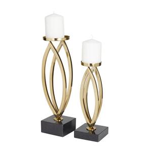 Gold Stainless Steel Candle Holder (Set of 2)