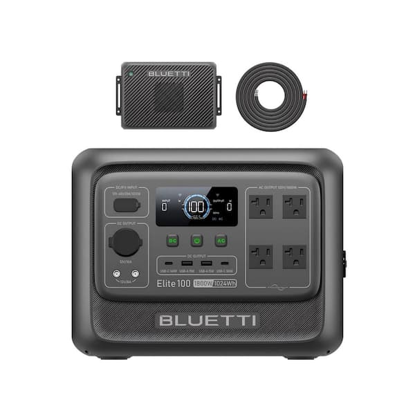 1800W Continuous/3600W Peak Output 1024Wh Push Button Start Portable Power Station with 1200W Alternator Charger