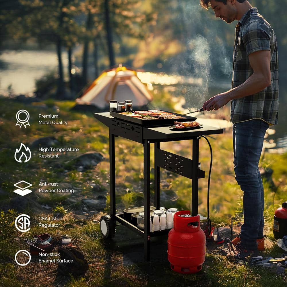 ROVSUN 2-Burner Stainless Steel Propane Gas Grill with Side Shelves
