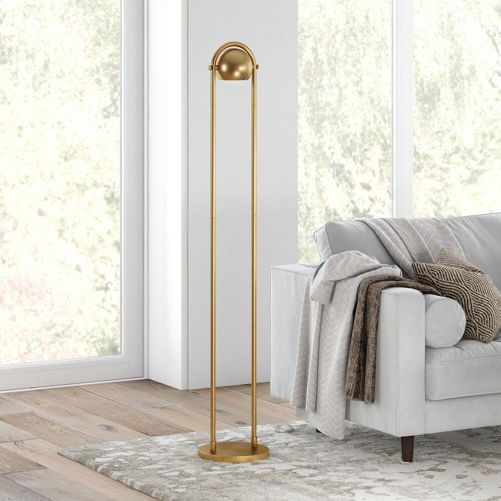 Delgado Adjustable 64" Brushed Brass Floor Lamp with Tilting Shade