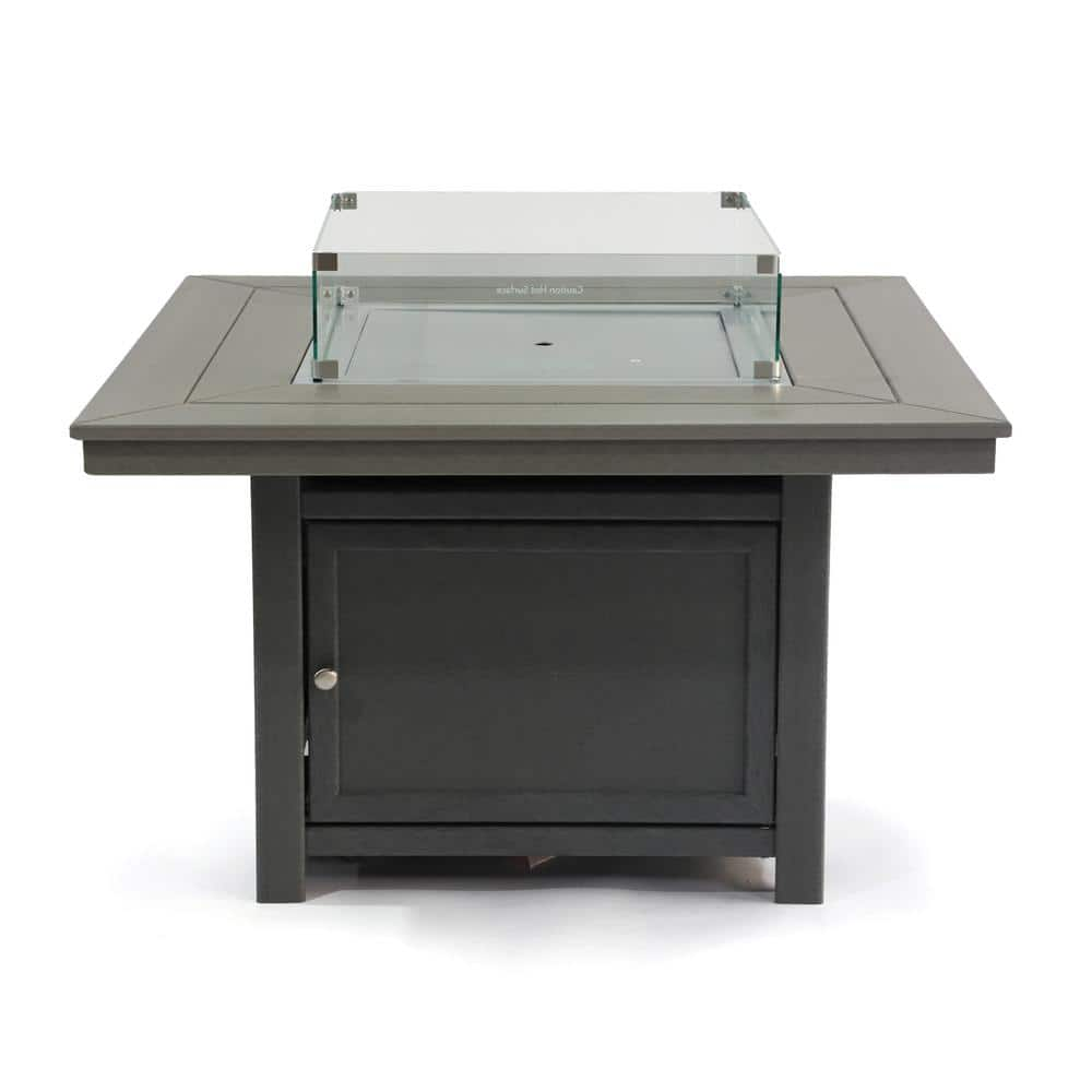 LuXeo Park City Contemporary 42 Square Plastic Fire Pit Table in Gray