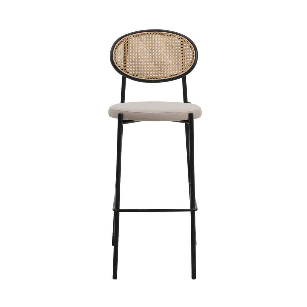 Leisuremod Euston Modern 29.5 in. Wicker Bar Stool with Black Powder Coated Metal Frame and