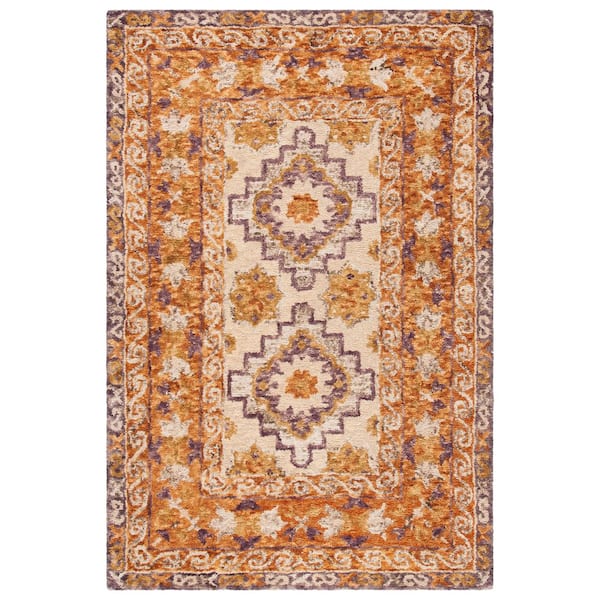 Aspen 6 ft. x 9 ft. Brown/Purple Geometric Medallion Area Rug