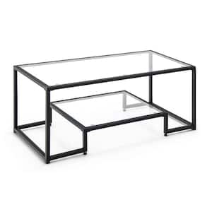Glass Coffee Table Modern Rectangular Coffee Table Metal Frame For Living Room