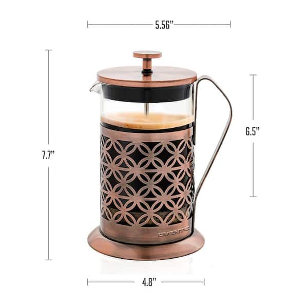 3-Cup Copper French Press Coffee Maker with 4 Level Mesh Filter