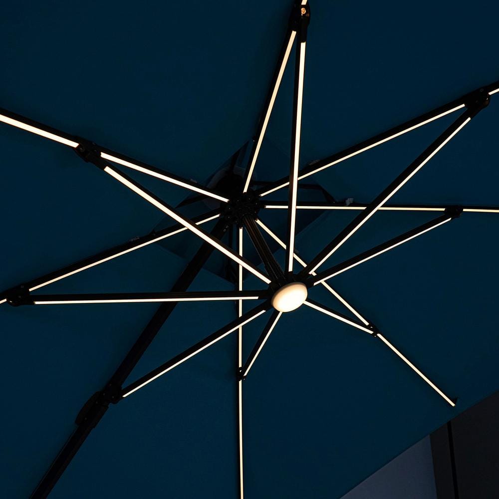 Beige 10' Square Cantilever Umbrella with LED Lights