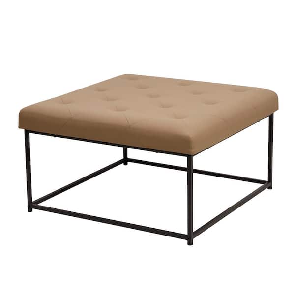 TAYLOR + LOGAN Alberton Light Brown Faux Leather Ottoman