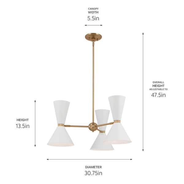 Kichler Phix 6-Light Gold Mid-century Chandelier