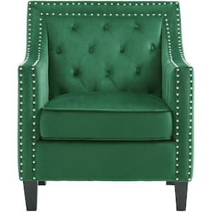 Willa Button Tufted Emerald Green Accent Arm Chair