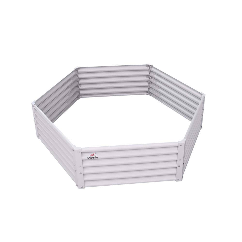 70 in. x 60 in. x 18 in. Antique White Hexagon Outdoor Metal Raised Garden Bed, Planter Box for Vegetables, Flowers price history on PriceWatchPro