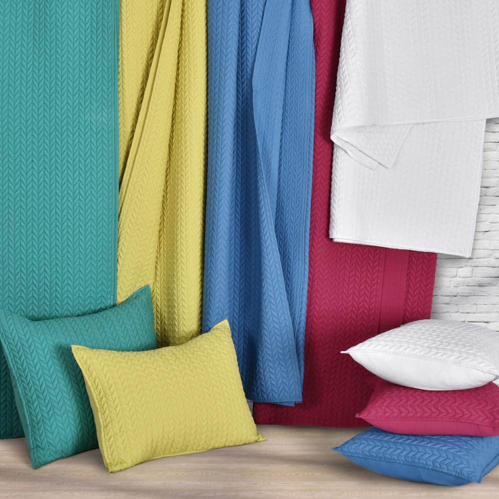Chartreuse Quilted Euro Sham with Herringbone Pattern