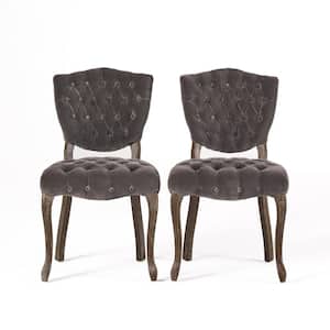 Bates Charcoal Fabric Tufted Dining Chairs (Set of 2)