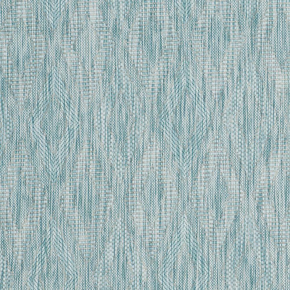 Aqua Blue Round Geometric Synthetic Outdoor Area Rug