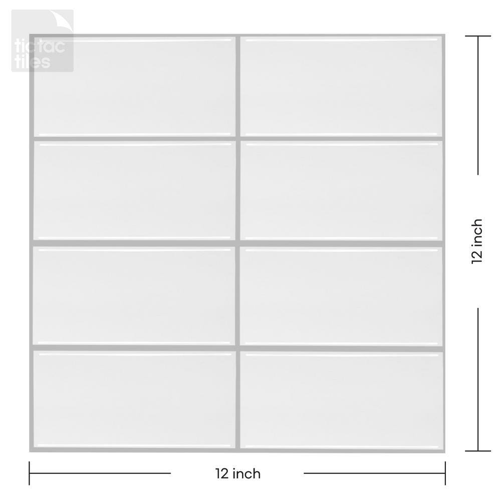 White 12" x 12" PVC Peel and Stick Subway Tile