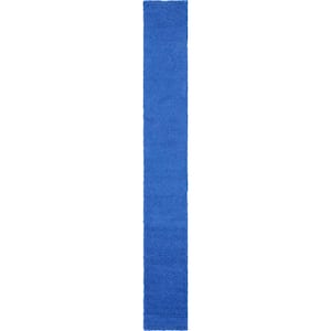 Solid Shag Periwinkle Blue 20 ft. Runner Rug