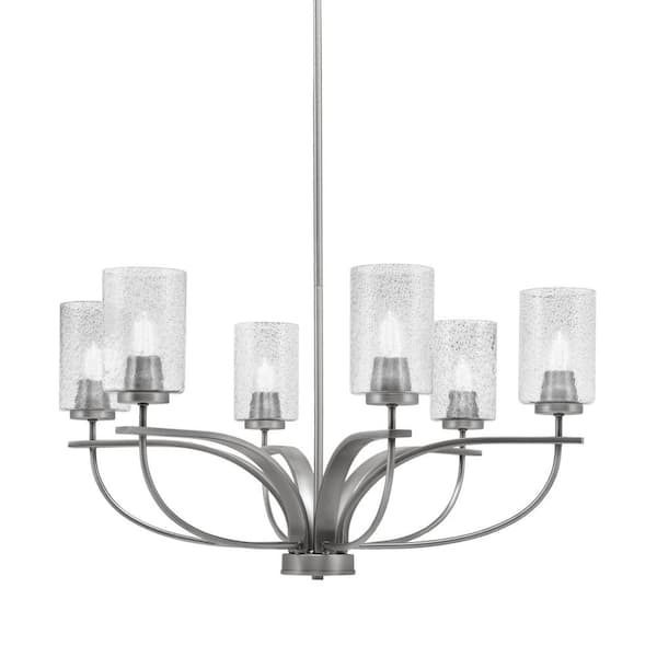 Unbranded Olympia 6 Light, Uplight, Chandelier, Graphite Finish, 4 in. Smoke Bubble Glass