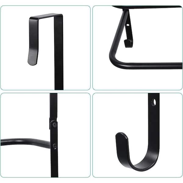 Elbourn Adjustable Over The Door Triple Towel Rack with Hooks, Towel Bar  Hanger for Bathroom, Black