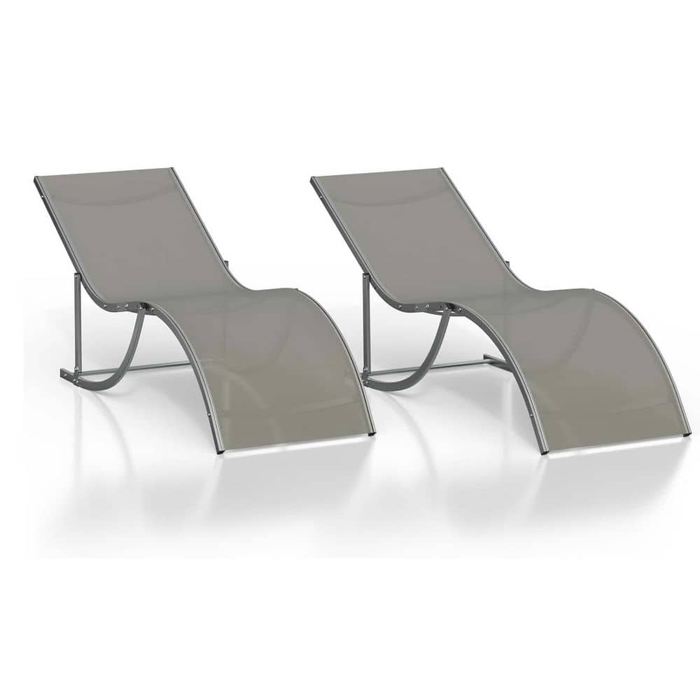 Patio Chaise Lounge Set of 2, Aluminum lounge chair, Beach Sunbathing Lawn 