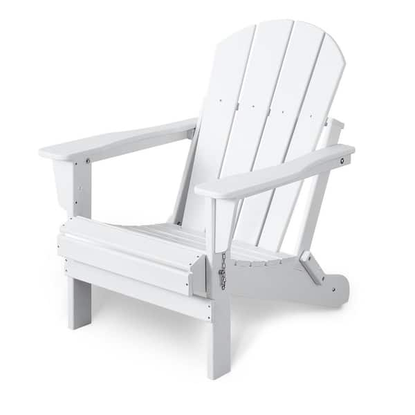 Kahomvis Outdoor Ergonomic Design White Folding HDPE Adirondack Chair ...