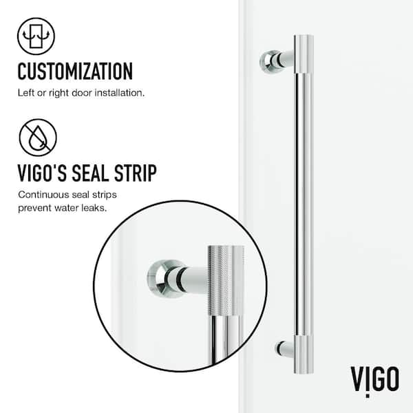 Elan Cass Aerodynamic 64 to 68 in. W x 76 in. H Sliding Frameless Shower Door in Chrome with 3/8 in. (10mm) Clear Glass