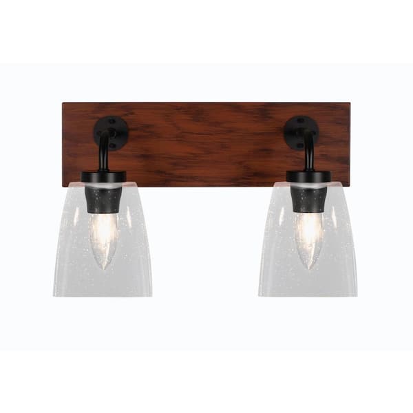 Unbranded Kirby 16 in. 2-Light Matte Black and Painted Wood-look Metal Vanity Light