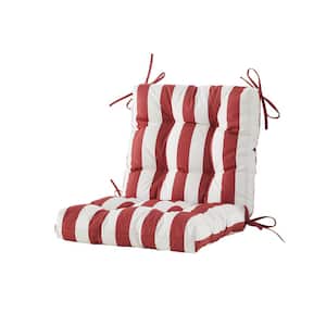 Outdoor Chair Cushion Tufted/Cushion Seat and Back Floral Patio Furniture Cushion with Tie In Red Stripe L40"xW20"xH4"