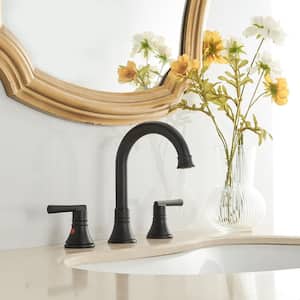 8 in. Widespread Double Handle Bathroom Faucet in Matte Black