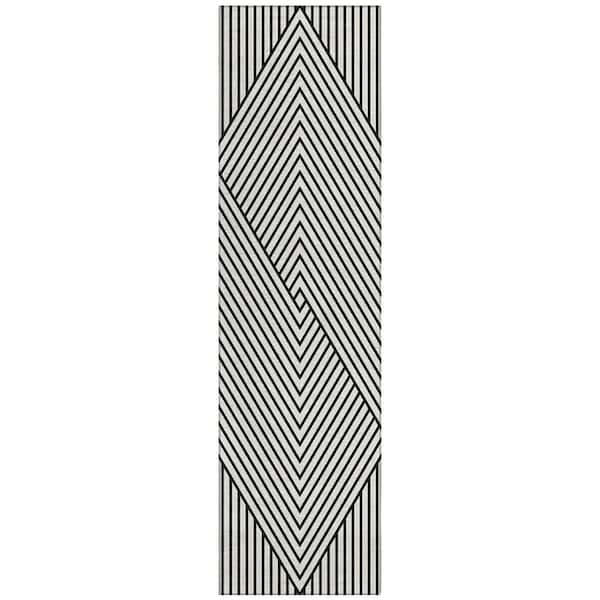 Addison Rugs Chantille Machine Washable Indoor/Outdoor Abstract ACN937 White 2 ft. 3 in. x 7 ft. 6 in. Area Rug