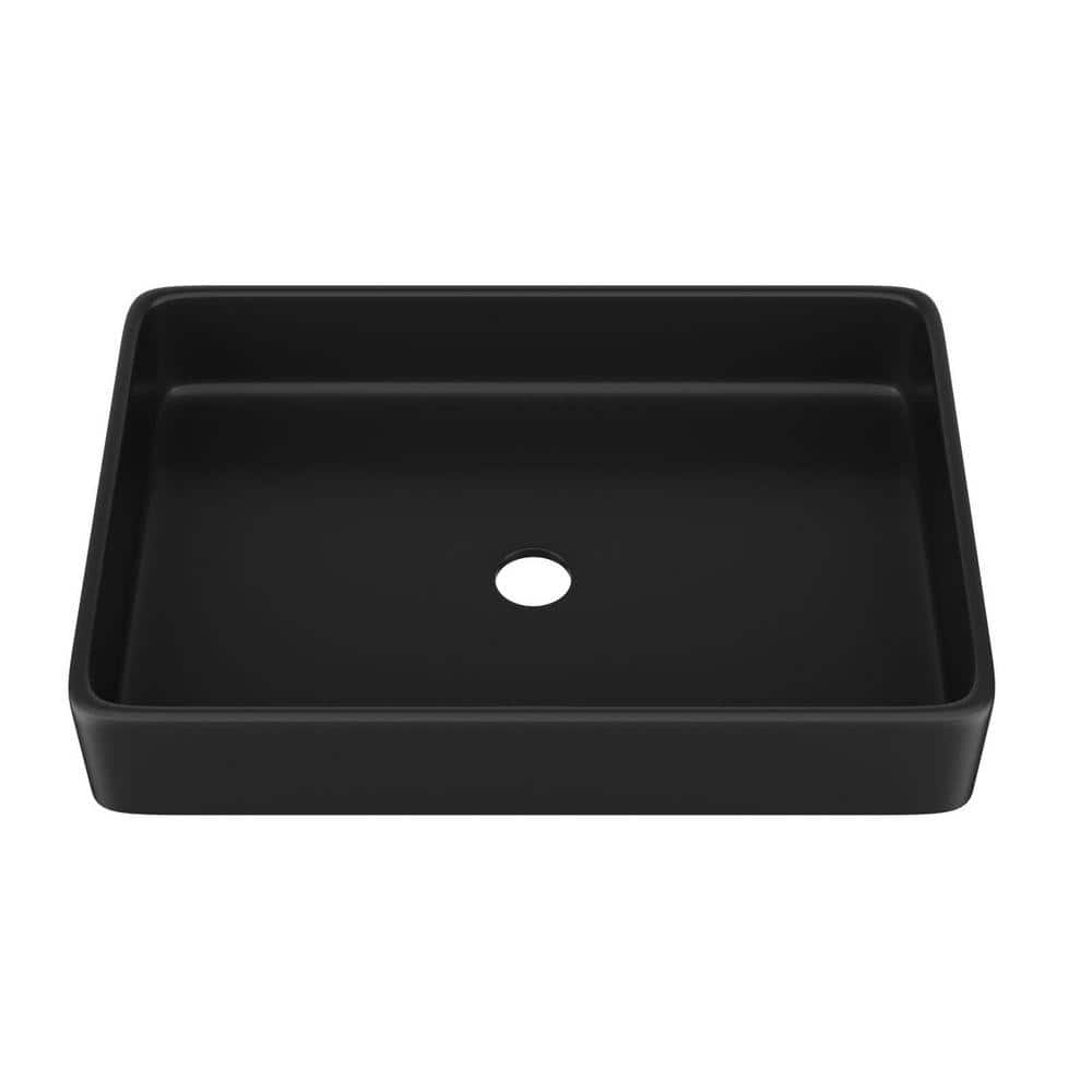 24 x 16 in. Black Drop-in Single Bowl Bathroom Sink Ceramic Rectangular Vessel Bath without Faucet price history on PriceWatchPro