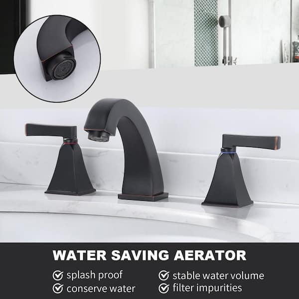 8 in. Widespread Double Handle Bathroom Faucet with Pop-up Drain Kit and Supply Lines Included in Oil Rubbed Bronze