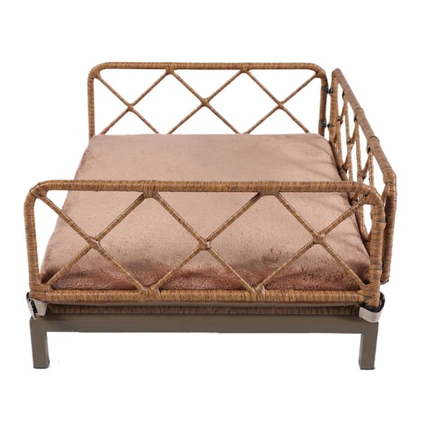 Kahomvis Medium Brown Wicker Dog Bed