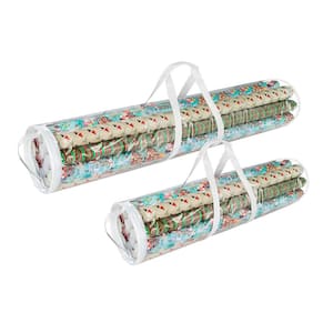 Hearth & Harbor Set of Holiday Christmas Wrapping Paper & Holiday  Accessories Storage Box - 40 x 14 x 6 inch Plus Wrapping Paper Storage Bag,  Slim