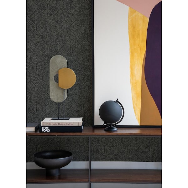 Edsel Charcoal Geometric Non-Pasted Vinyl Wallpaper