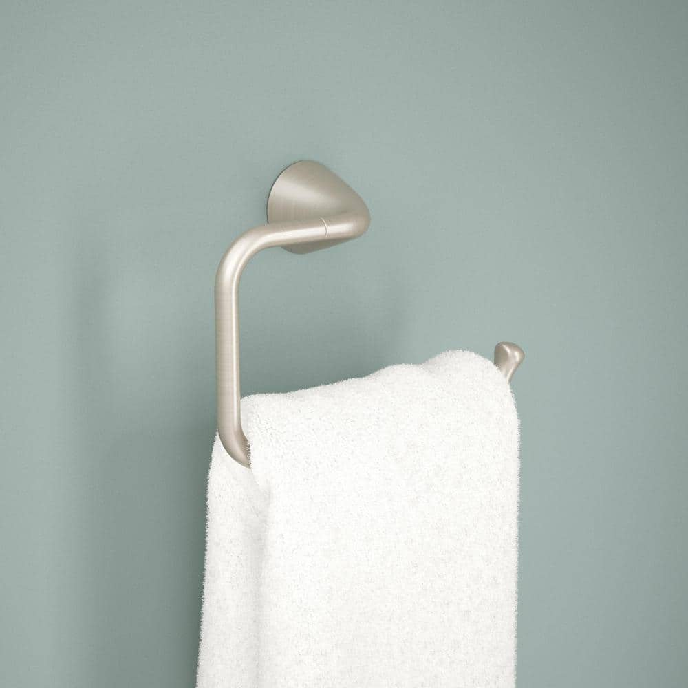 Spotshield Brushed Nickel Wall Mounted Rectangular Towel Ring