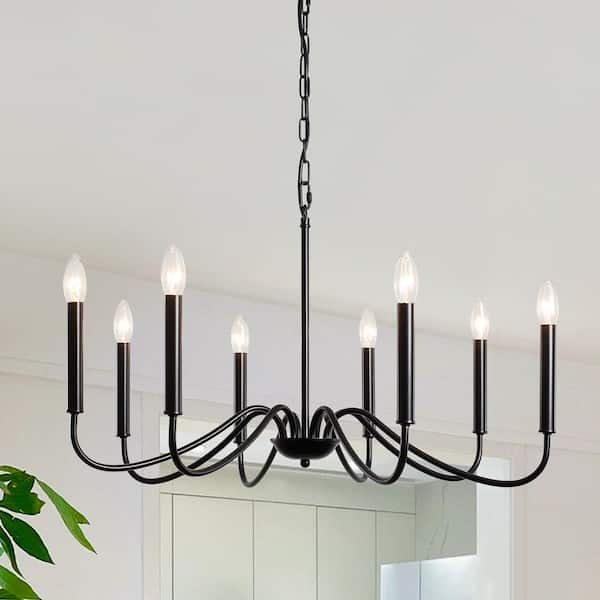 LWYTJO Clerise 8-Light Black Classic Modern Candle Style Chandelier for Living Room Kitchen Island Dining Room Foyer