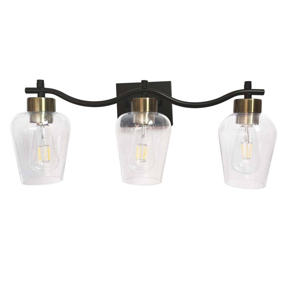 23.23 in. 3-Light Black Vanity Light with Seeded Glass Shade price history on PriceWatchPro