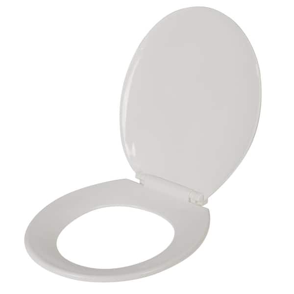Bath Bliss Deluxe Plastic Round Front Toilet Seat in White