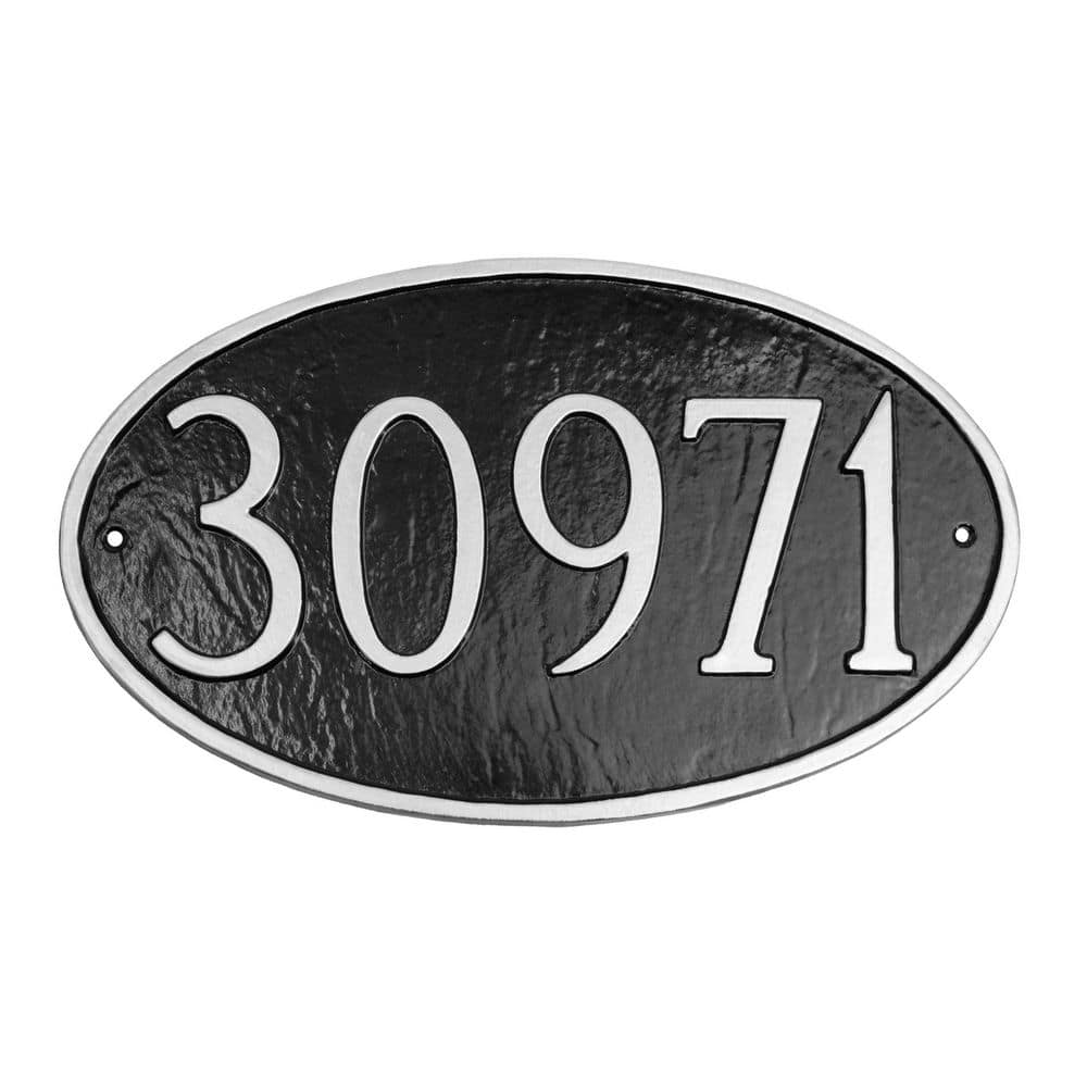 Classic Oval Small Address Sign Plaque - Black/Silver product image for price tracking