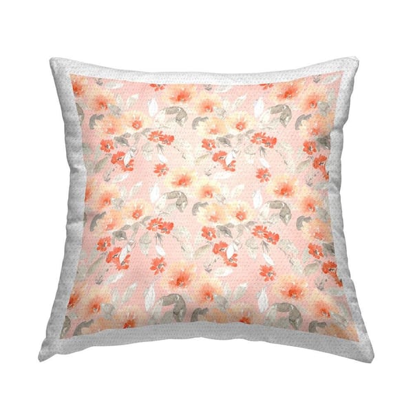 Stupell Industries Floral Pattern on Pink Outdoor Printed Throw Pillow by Jennifer Goldberger