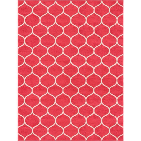 Unique Loom Trellis Frieze Rounded Pink 9 ft. x 12 ft. Area Rug