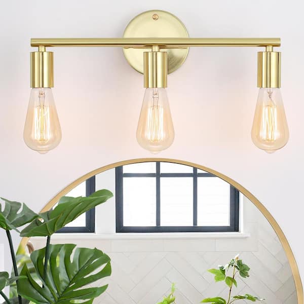 16.5 in.3-Light Gold Modern Wall Sconce Bathroom Vanity-Light Indoor Wall Light for Living Room