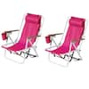 Winado Portable 2 Pack Barbie Pink Steel Folding Adjustable Headrest Beach Chair 467754834372